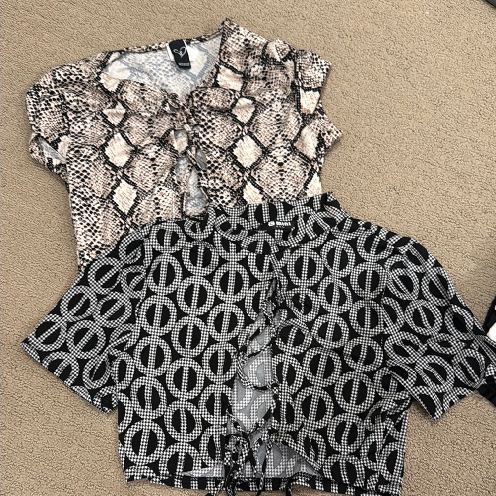 Stylish Snake Print and Geometric Pattern Tops